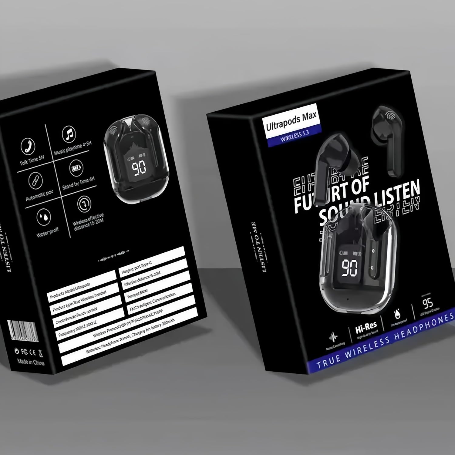 Wireless Headphones, LED Battery Display